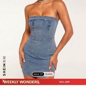 SHEIN | SHEIN Bae Split Hem Tube Mini Dress